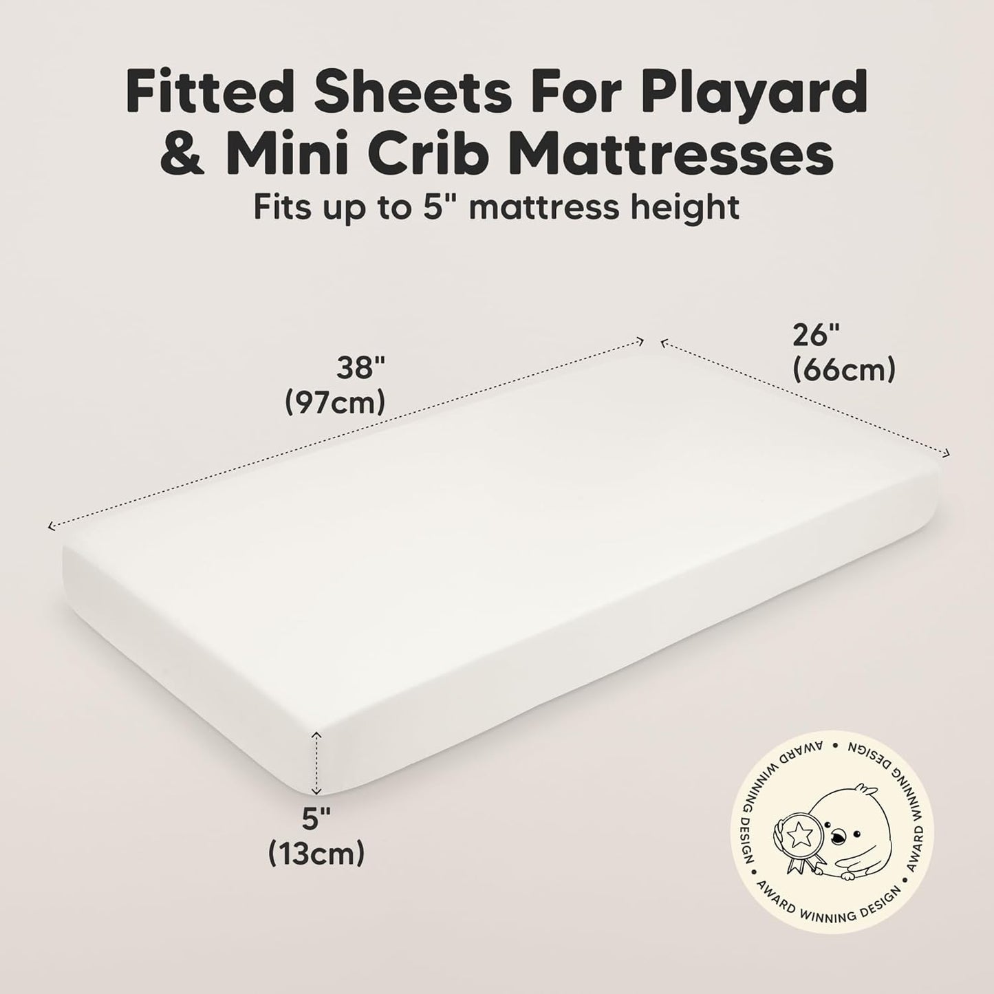 2-Pack Mini Crib Sheets Fitted - 38x26 Pack N Play Sheets for Pack and Play Mattress, Organic Cotton, Soft & Breathable Playard Bedding, Neutral Mini Toddler Bed Cover for Boys, Girls (Dragon Tale)
