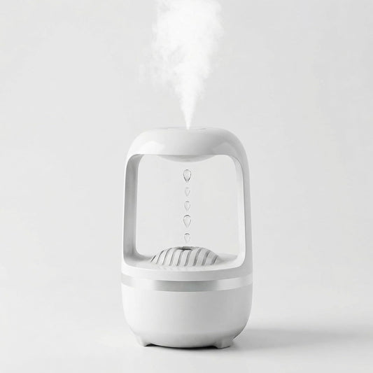 500ml Small Humidifier, USB Cool Mist Humidifier with Anti Gravity Water Flow Visual Effect, Auto Shut Off Quiet Ultrasonic Portable Mini Humidifier for Bedroom Baby Nursery Office Desk Travel Home
