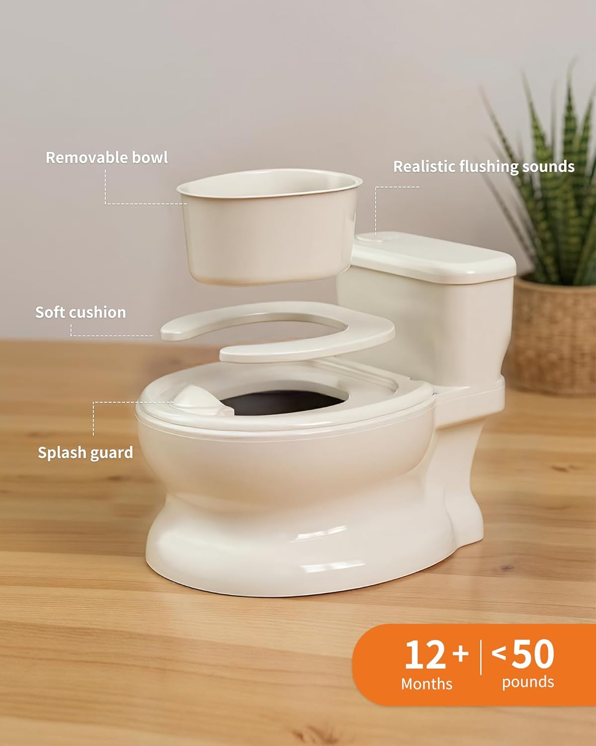 Realistic Potty Training Toilet - Flushing Sounds, Wipes Storage, Disposable Liners, Easy to Clean for Toddler Boys and Girls (Pink)