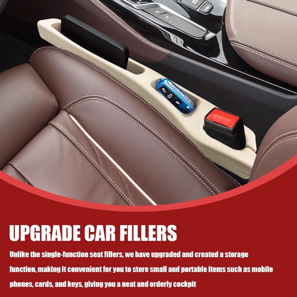 2PCS No Drop Seat Guard, Car Seat Gap Filler, Multi-Function Car Side Gap Filler for Prevent Items Falling, Universal Auto Blocker Between Seats Auto Organizer Accessories for Most Cars