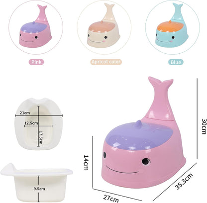 Potty Seat Baby Training Chair Boys Girls Toddler Whale Comfortable children 1-5 years old Baby toilet Animal seat with lid back potty trainer (Pink)