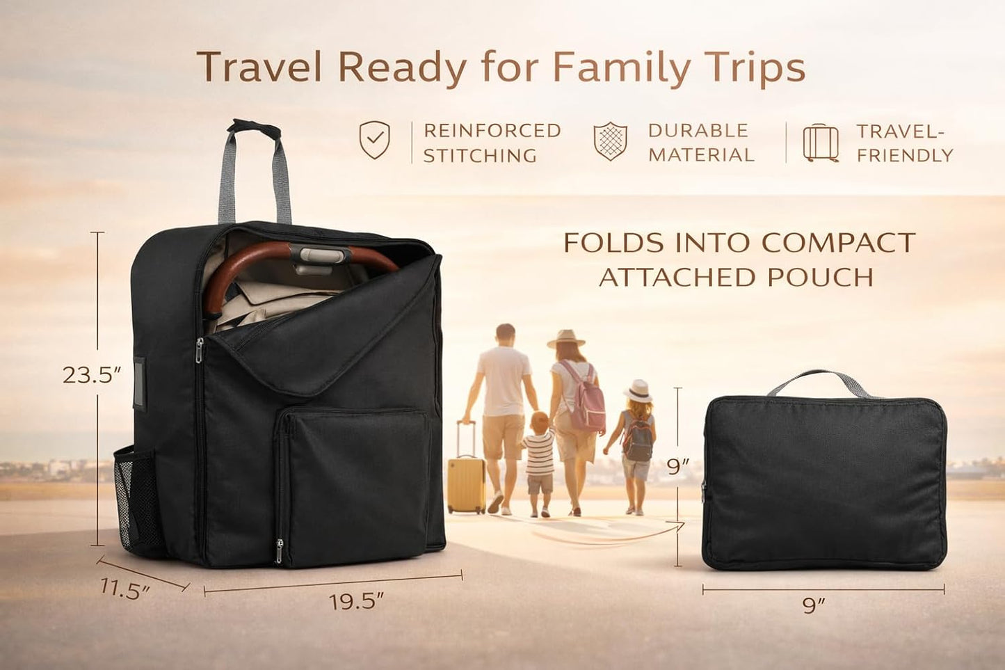 Birdee Stroller Travel Bag Designed For UPPAbaby MINU V2 and MINU - Stroller Gate Check Bag - Backpack For Airplane Travel