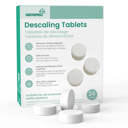 GROWNSY Descaling Tablets for Bottle Washers, 12 Count Descaler Tablets to Remove Limescale & Mineral Buildup, Compatible with Momcozy and Baby Brezza Baby Bottle Washer