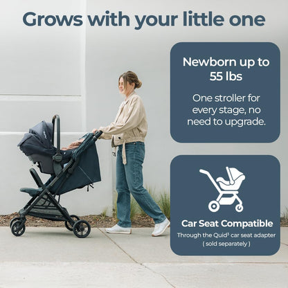 Inglesina Quid³ Lightweight Compact Travel Stroller for Baby & Toddler 0-55 lbs – One-Hand Fold, Reclining Seat, Airline Approved, Car Seat Compatible, UPF 50+ Canopy – Cosmic Black