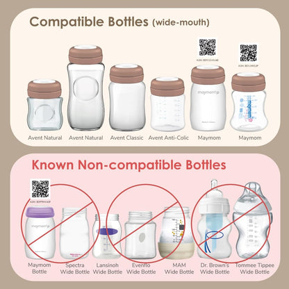 Maymom Screw Lids Aka Travel Caps with Rewritable Sealing Disc Compatible with Avent Bottle, Maymom Wide Mouth Bottles; Cap Replace Avent Natural Bottle Sealing Ring and Sealing Disc, 6pcs. (Blue)