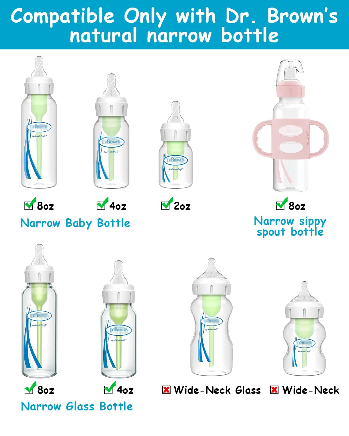Silicone Nipple for Dr. Brown’s Natural Flow Level 2 Narrow Baby Bottle, Medium Flow, 3m+, 6 Count