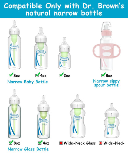 Silicone Nipple for Dr. Brown’s Natural Flow Level 2 Narrow Baby Bottle, Medium Flow, 3m+, 6 Count