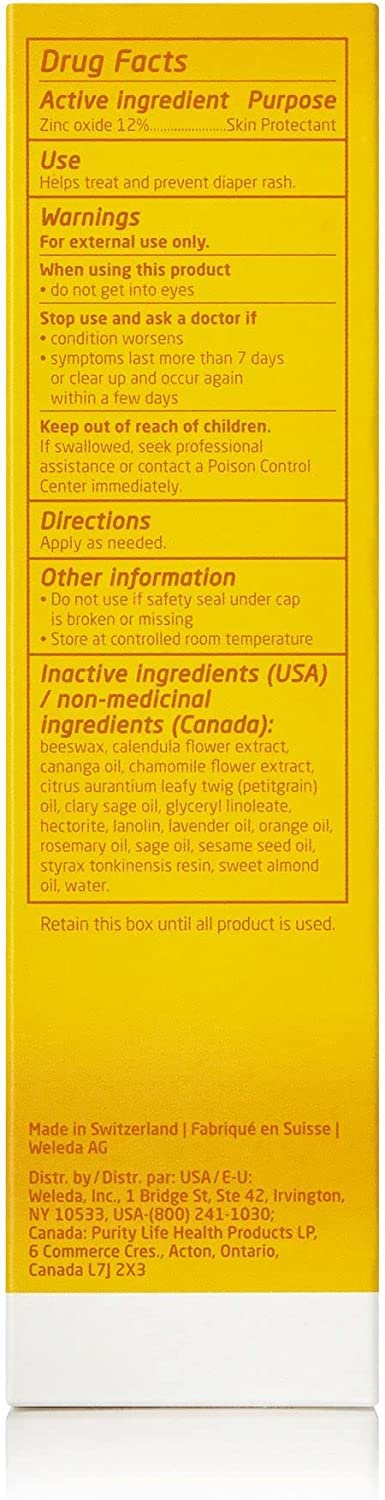 Weleda Baby Calendula Diaper Cream, 2.8 Fluid Ounce, Plant Rich Protection with Calendula, Chamomile, Sweet Almond Oil, Lanolin and Zinc Oxide