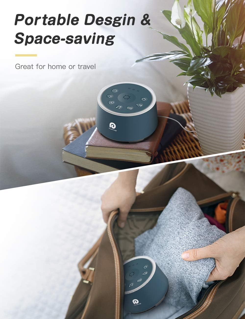 Dreamegg D1 Sound Machine Baby - White Noise Machine for Baby with Night Light, 24 High Fidelity Sounds, Timer & Memory Feature, Noise Machine with Nursery Lamps for Adults, Home, Office (White)