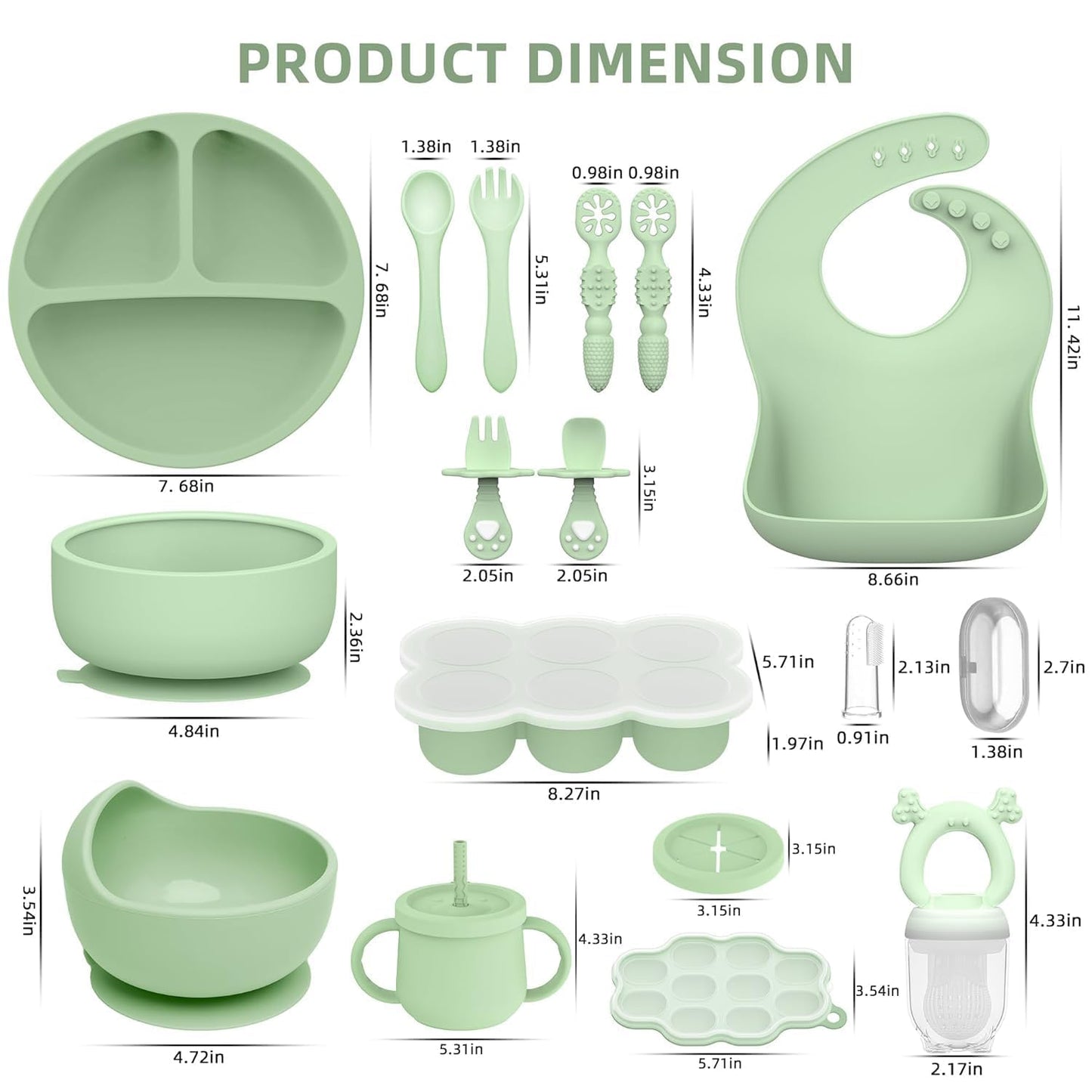 16 Pack Silicone Baby Feeding Set, BPA-Free Baby LED Weaning Supplies, Include Suction Plates, Baby Bowls, Silicone Fork & Spoon, and More, First Stage Baby Food Eating Utensils - 6+ Months(Blue, 16)