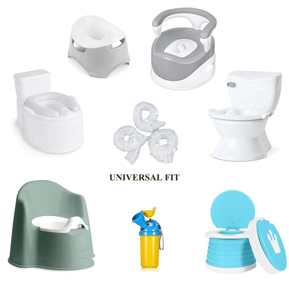 OULIGET Potty Chair Liners with Elastic, Portable Potty Training Bags, Potty Refill Liners Disposable for Toddlers Kids and Baby,Toilet Seat Cover,17x8Inches,Black,200pieces
