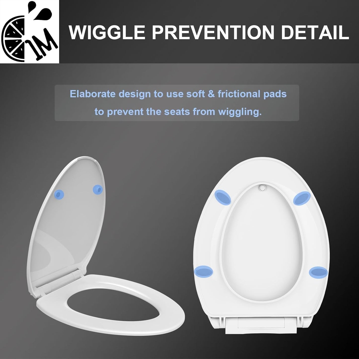 1M Family Toilet Seat, Patented Slow Close & Quick Releasing Technology, Anti-Wiggling, Easy to Install and Clean, Standard Elongated with Toddler Seat Built In (1 Piece)