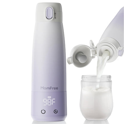 Portable Bottle Warmer for Breastmilk: Baby Milk Warmer with Smart Touch LED Temperature Control | Food-Grade Cordless On the Go Heating Bottle - 5 Mins Quick Milk Heating & Water 12 Ounces