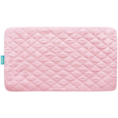 Mini Crib Mattress Protector Sheets Fitted Waterproof Mini Crib Mattress Pad Cover, Noiseless & Machine Wash 100% Absorbent Mini Crib Mattress Protector Sheet Quilted, Pink, 38" x 24"