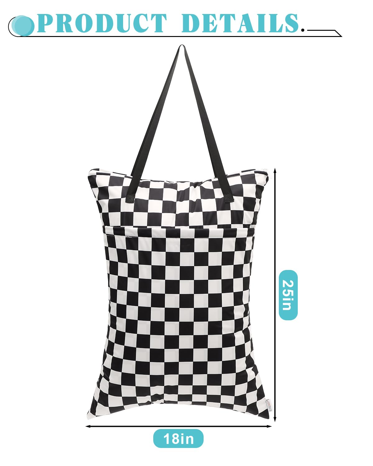 ALVABABY 2 Pack Large Wet Dry Bag Waterproof Hanging Cloth Diaper with Double Zippered Pockets 25x18 inches (Feather & Stripe)