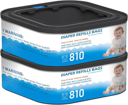 Standard Square Refills Disposal Bags Refill Compatible with Diaper Genie Compact, Select (Not Fit Classic Version Pails), Hold Up to 165 Newborn-Sized Diapers Per Refill, 6 Packs