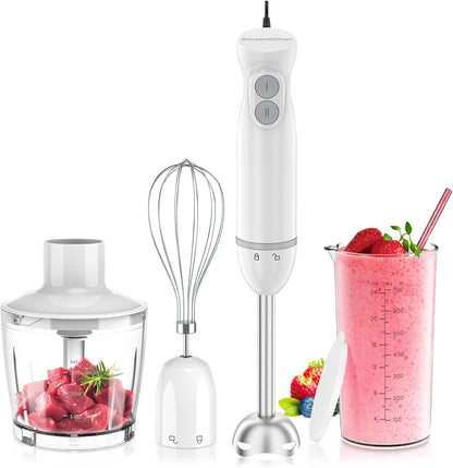 Bonsenkitchen Hand Blender, Immersion Blender with 2 Mixing Speed, Electric Handheld Mixer Portable Stick Mixer with Stainless Steel Blades for Soup, Smoothie, Puree, Baby Food