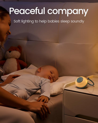 CHICWAY 2026 Mom's Choice Awards, Portable Sound Machine for Baby Adult, AI Cry Detection, 18 Soothing Sound, Bluetooth Rechargeable White Noise Machine for Home Office Travel, Nursery Light, Gray
