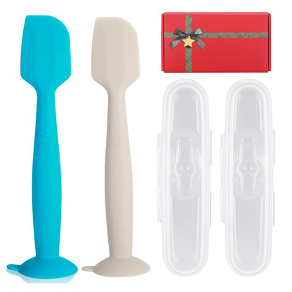 Baby Diaper Cream Spatula with Case,2 Large Diaper Spatula with 2 Travel Case 1 Gift Box,Soft Butt Paste Spatula Baby Butt Spatula,Diaper Cream Applicator Diaper Rash Spatula Red Beige