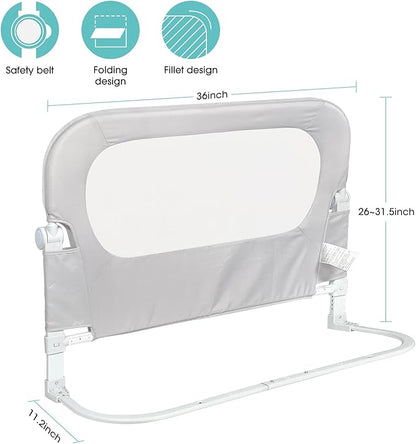 NUTIKAS Baby Bed Rail Guard for Toddlers - 35.1" Toddler Bed Side Rails for Crib, Twin, Full, Queen Bunk Size Bed Swing Down Bedrail Extral Tall Child Safety Side Railing Guards for Kids