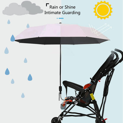 Universal Baby Stroller Sun Protection Parasol, with Umbrella Clip Fixing Device, UPF 90+ UV Protect Pushchair Sun Parasol (Silver)