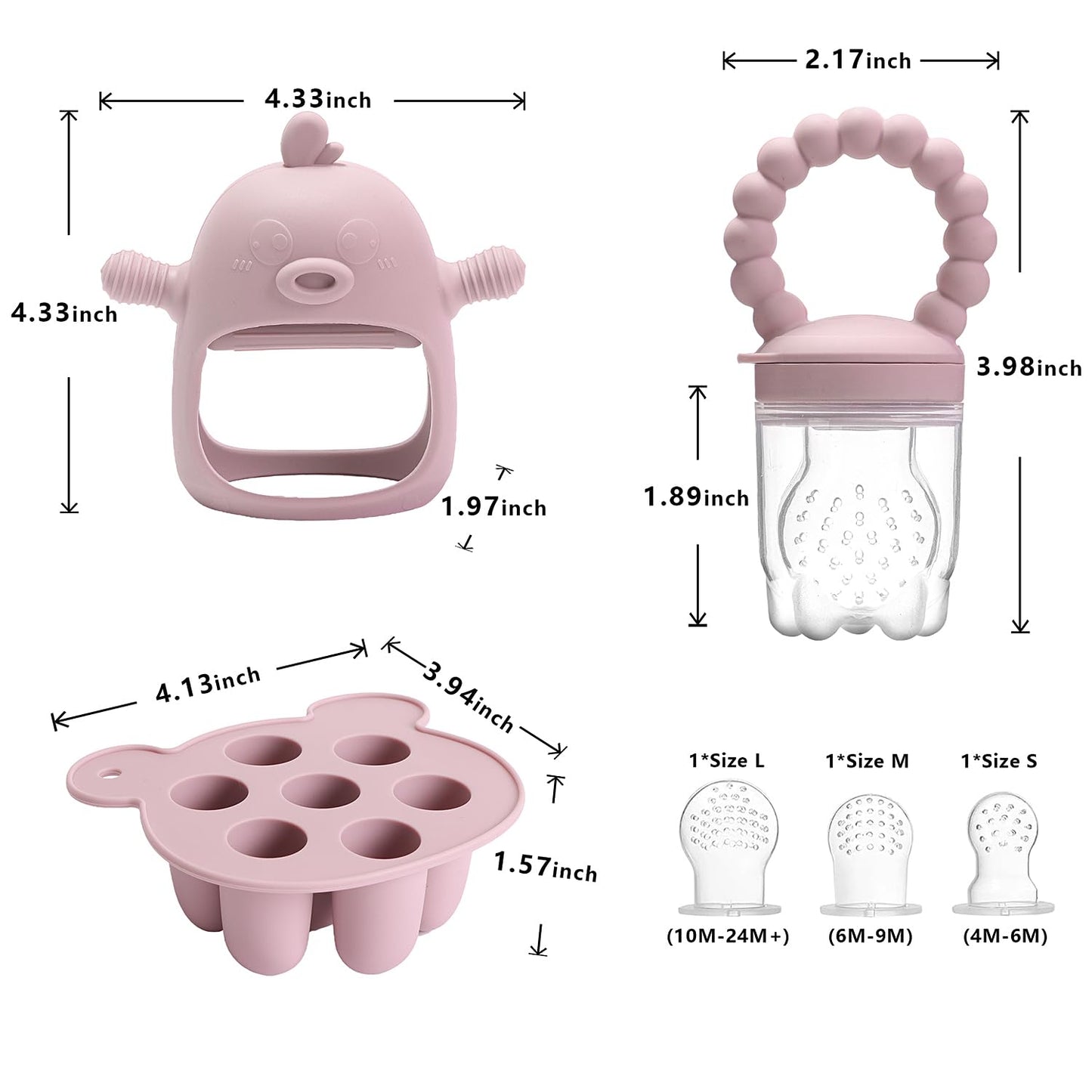 3-in-1 Baby Food & Fruit Feeder Set – Breastmilk Popsicle Mold with Freezer Tray, Teething Relief Toy, BPA Free Infant Silicone Feeding Combo, 3 Bonus Sizes (S/M/L) Sacs (Olive Green)