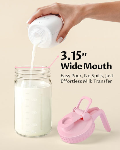 32oz Breast Milk Pitcher with Lid - Airtight Leakproof Glass Storage with Flip Cap & Pour Spout, Wide Mouth 1 Quart Breastmilk Storage Container Breastfeeding Essentials for Breastmilk, Formula, Milk
