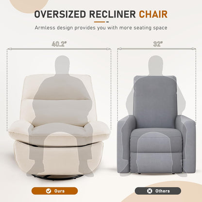 Furnimart Swivel Oversized Recliner Chair, Extra Wide Manual Recliner Chair for Adults, Nursery Glider Rocking Chair Comfy Reading Chair with Side Storage for Living Room, Chenille Burnt Orange