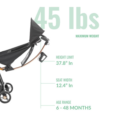 Evolur Roamer Ultra Lightweight Stroller, Compact One-Hand Self-Standing Fold Travel Stroller with 5-Point Safety Harness, Adjustable Sun Canopy, 360° Rotating Wheels with Cup Holder - Red
