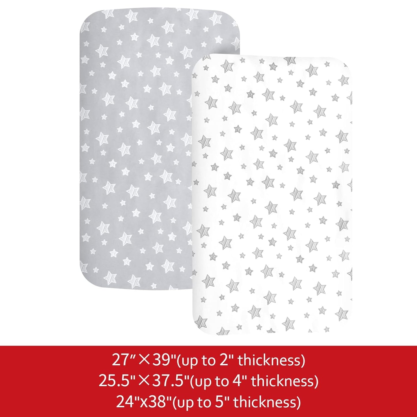 Pack and Play Sheets, 2 Pack Mini Crib Sheets, Stretchy Playard Fitted Sheet, Compatible with Graco Pack n Play, Soft and Breathable Material, Planet & Flower