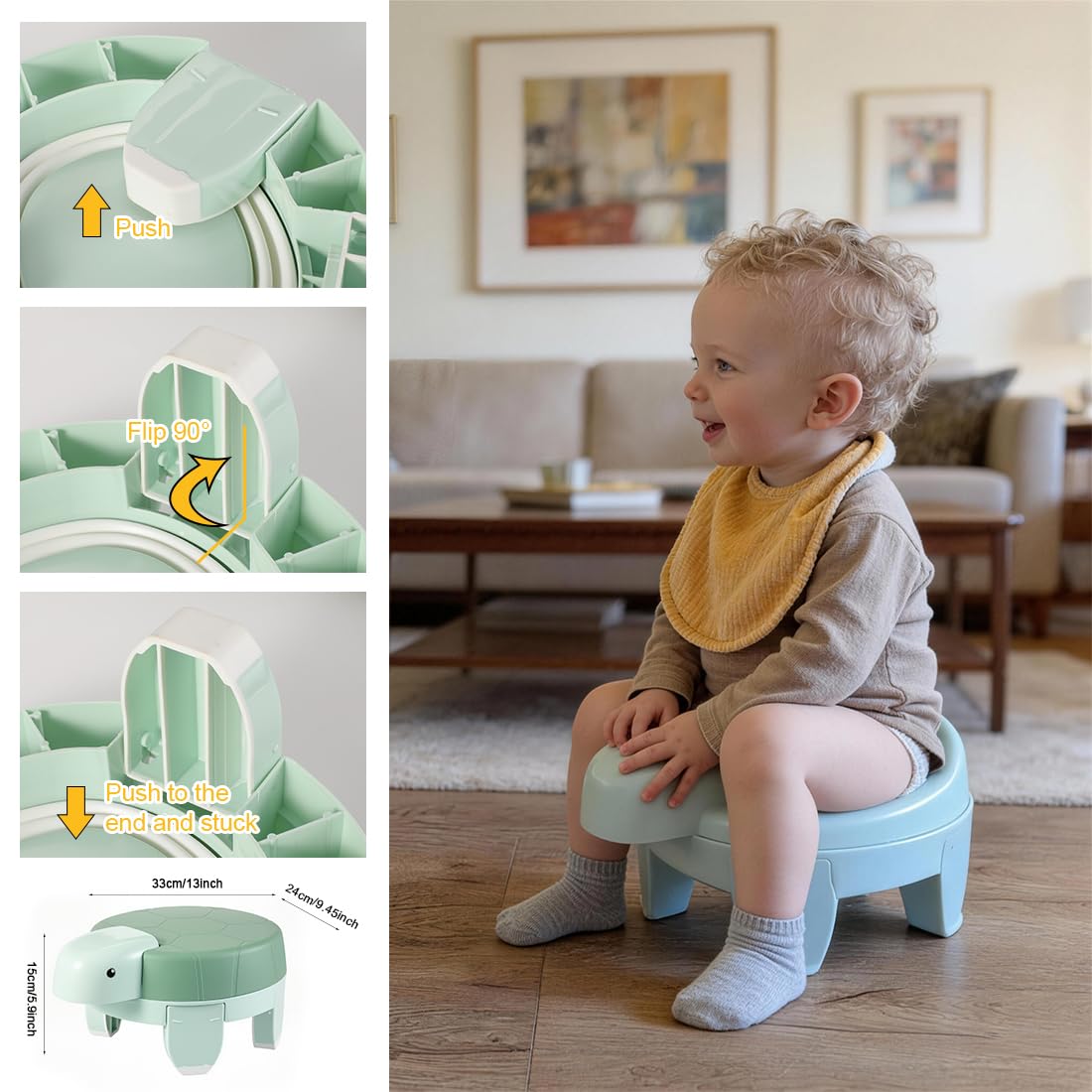 Potty Training Toilet Seat Portable Travel Potty Folding Kids Potty Chair with Storage Bag and 20 Liners