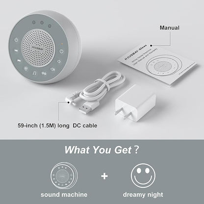 Housbay White Noise Sound Machine, 31 Soothing Sounds, 5W Loud Stereo Sound, Sleep Timer, Small Travel Sleep Machine & Noise Canceling for Sleeping, Relaxation-Gray