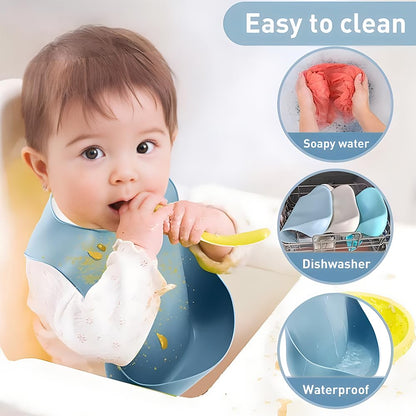 Silicone Baby Feeding Set,Miicasa Baby Led Weaning Supplies Kit With Suction Bowl & Car Plate, Bib, Spoon, Fork, Cup - Food-Grade Silicone, Dishwasher-Safe, No BPAs - For 3+ Months