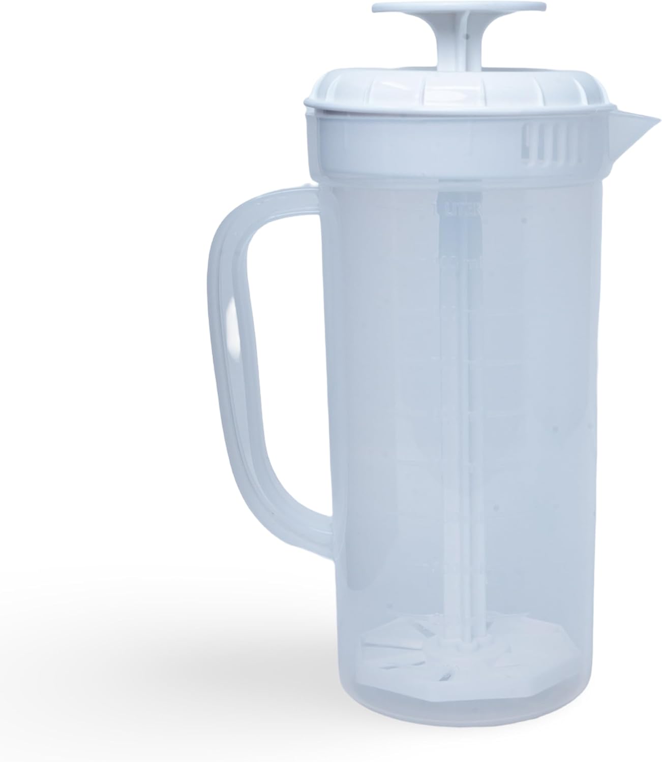 JBK Pottery 1 Quart Plastic Mixing Pitcher with Mixing Lid, BPA Free, Shatterproof Beverage Jug for Iced Tea, Lemonade, Juices, Milk – Leak-Proof, Easy Stirring, Dishwasher Safe | Blue