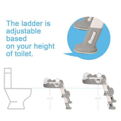 Potty Training Seat with Step Stool Ladder for Kids and Toddler,Wiifo Sturdy Potty Ladder with Soft Padded Cushion for Toddler Boys and Girls(Light Grey) 2025 New Version