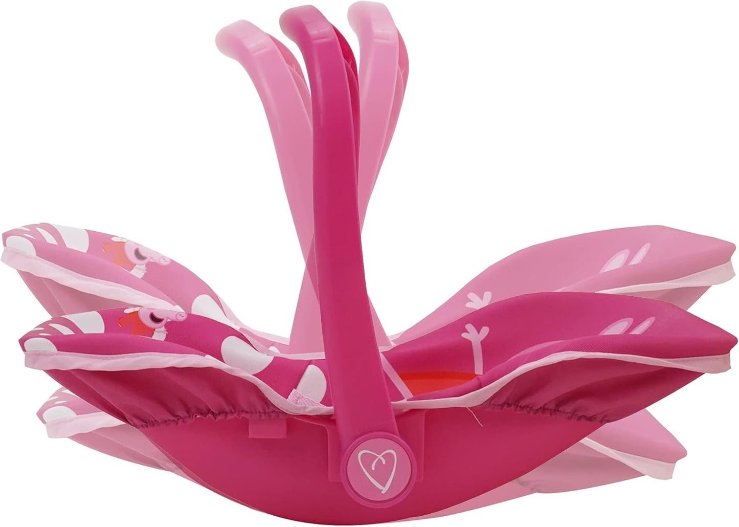 Peppa Pig: Baby Doll Car Seat - Pink & White Dots - Fits Dolls Up to 18" Convertible Into A Feeding Chair, Plastic Shell W/Fabric, Harness Belt, Pretend Play for Kids Ages 3+