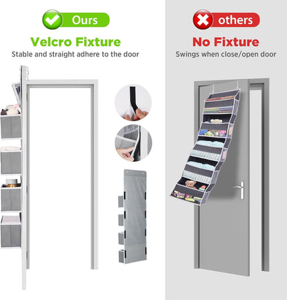 Univivi Over The Door Organizer, 5 Shelf Door Hanging Organizer Nursery Door Storage with 4 Large Compartments and 2 Small PVC Pockets 6 Side Pockets for Bathroom,Cosmetics and Nursery Baby Essential