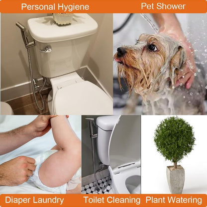 Handheld Toilet Bidet Sprayer for Toilet Stainless Steel Bathroom Bidet Sprayer Set Jet Sprayer Bidet Spray Hoses Kit Cloth Diaper Spray for Baby and Feminine Wash - Black (Silver)
