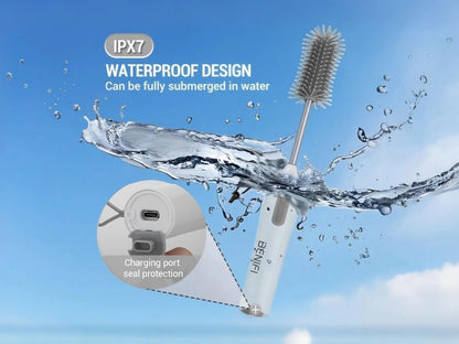 Electric Bottle Cleaner Pro, 11 in 1 Baby Bottle Brush with Drying Rack, Sponge Brush, Silicon Brush, Formula Mixer, Nipple Brush, Soap Dispenser, Microfiber Cleaning Cloth Included