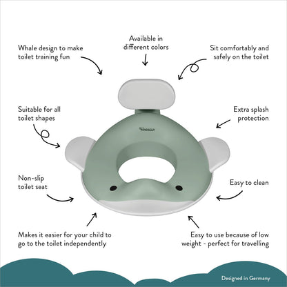 Kindsgut Whale Potty Training Seat for Toddlers – Kids Toilet Seat with Backrest, Non-Slip, Fits Round & Oval Toilet Seats, Designed in Germany, Peach