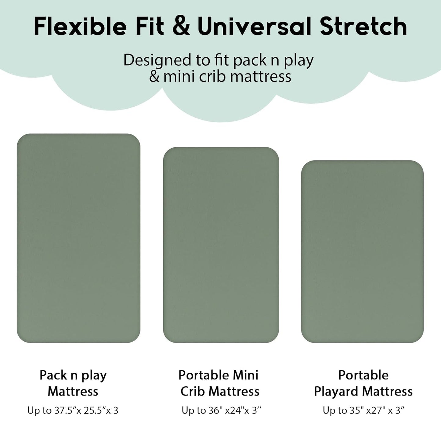 Yoofoss Pack and Play Sheets Fitted, Mini Crib Sheets 2-Pack for Pack N Play Mattress, Stretchy Playard Sheet, Soft and Breathable Green+Giraff