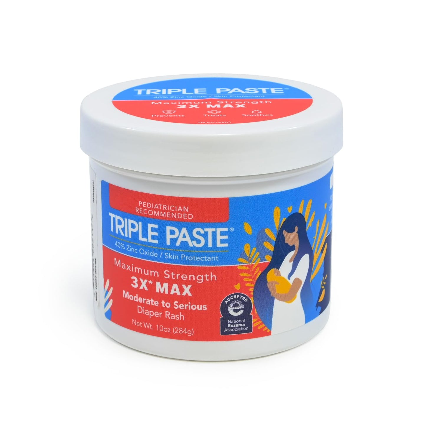 Triple Paste 3X Max Diaper Rash Ointment for Baby, Maximum Strength with 40% Zinc Oxide Ointment for Serious Diaper Rash, 6 oz Tube