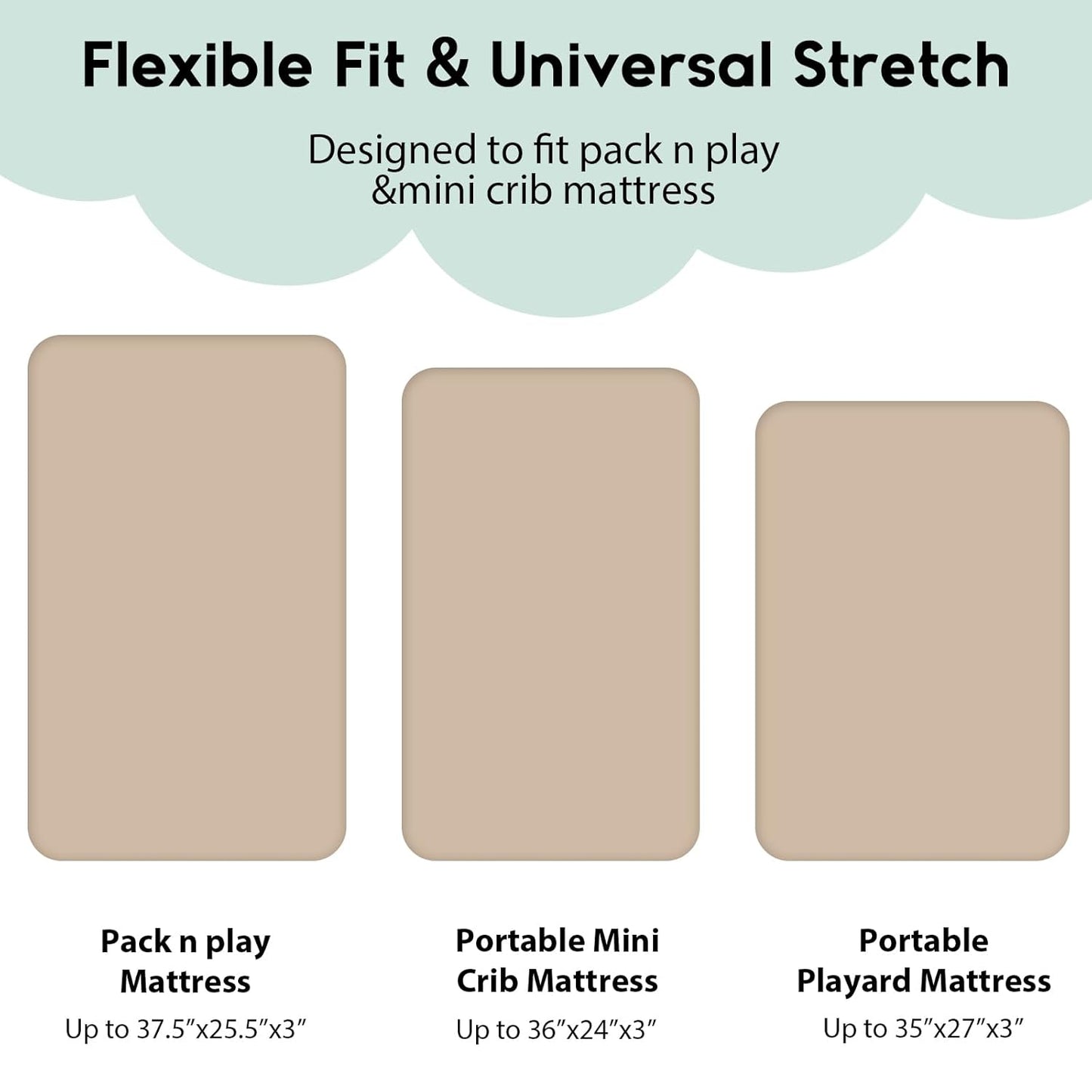 Yoofoss Pack and Play Sheets Fitted, Mini Crib Sheets 2-Pack for Pack N Play Mattress, Stretchy Playard Sheet, Soft and Breathable Green+Giraff