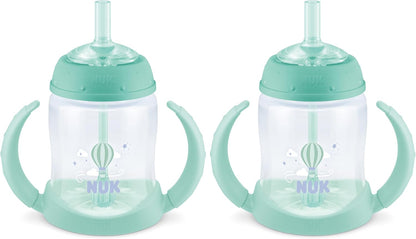 NUK Learner Straw Cup, 10oz, 2-Pack - Toddler Sippy Cup with Soft Straw for Easy Drinking, Suitable for Ages 8 Months and Up, Timeless Collection
