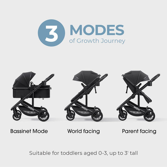 newyoo Infant Stroller with Bassinet Mode, Nestro 516M, Convertible Baby Strollers with Reversible Seat & Cup Holder, Coches para Bebes, 2-in-1 Rear-Facing Pram, Warm Taupe