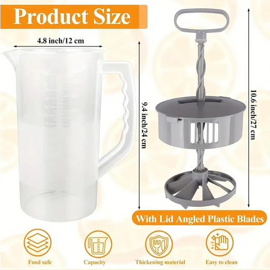 Mixing Pitcher for Drink, Drink Pitcher with Lid and Clean Sponge Brush, Wide Mouth Juice Pitcher with Plastic Blades and Adjustable Mixer Plunger, for Juice Tea Milk Lemonade(2.1qt/67.6oz)