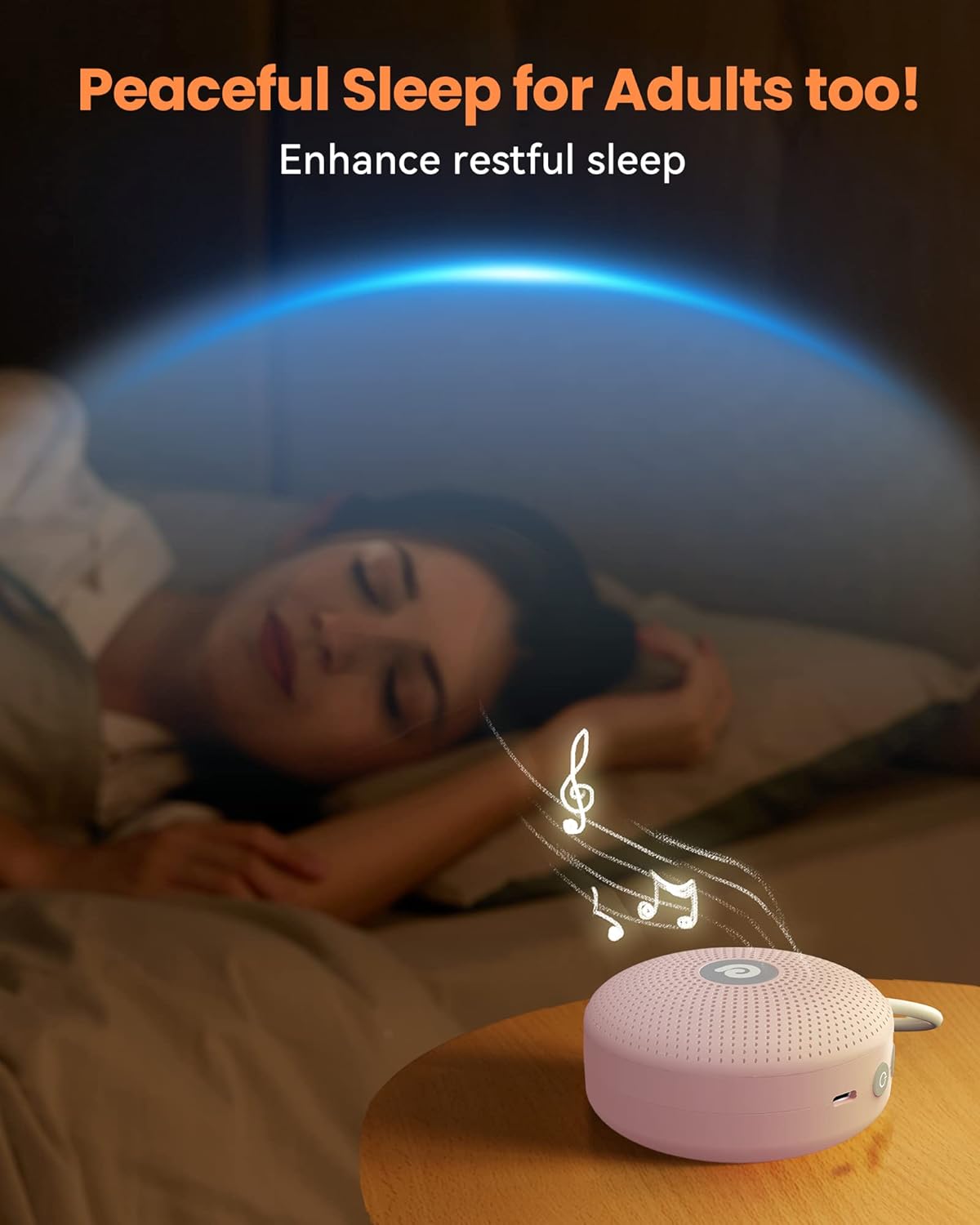 Dreamegg Portable Noise Machine for Baby Adult, Features Powerful Battery, 21 Soothing Sound, Noise Canceling for Office & Sleeping, Sound Therapy for Home, Travel, Registry Gift, Classic White