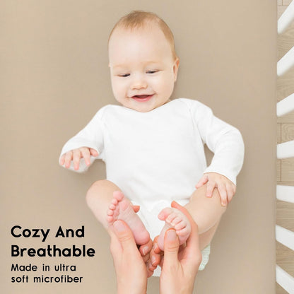 Yoofoss Pack and Play Sheets Fitted, Mini Crib Sheets 2-Pack for Pack N Play Mattress, Stretchy Playard Sheet, Soft and Breathable Green+Giraff