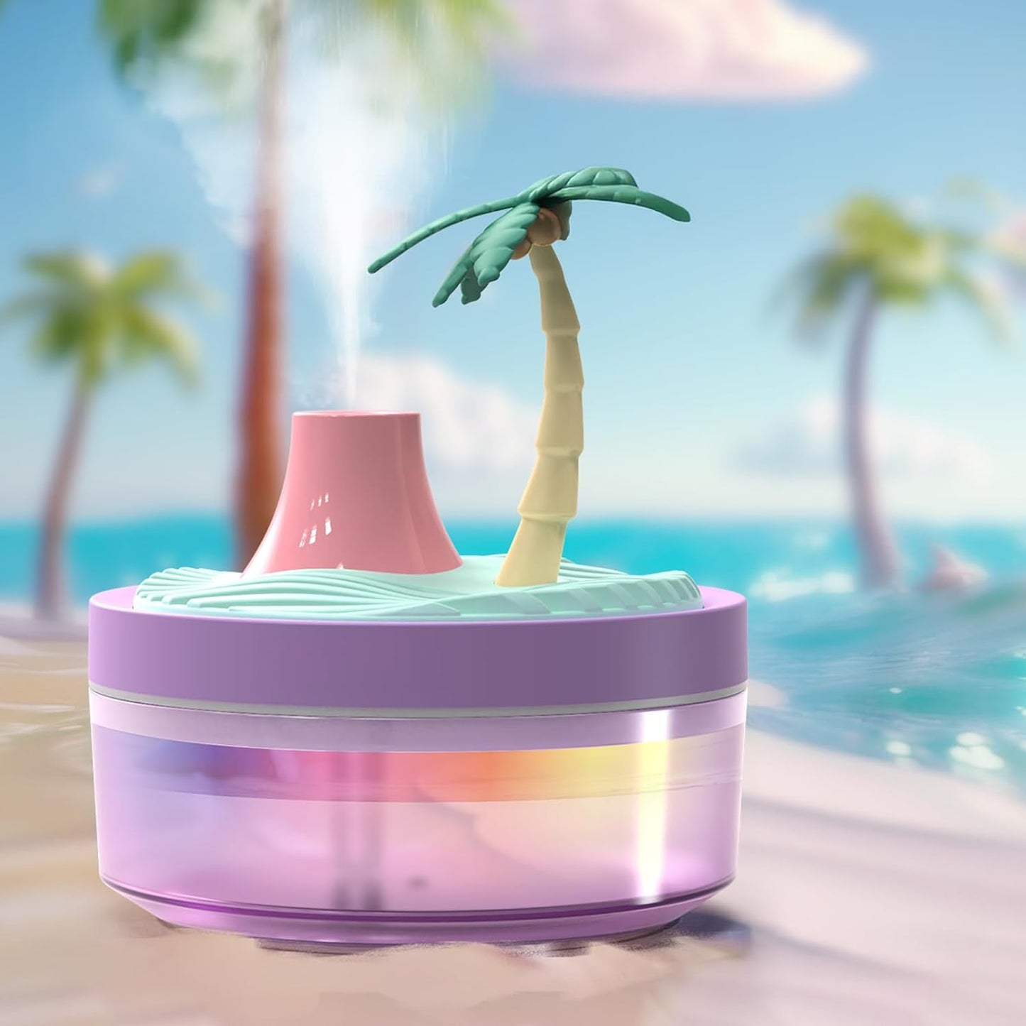 Cute Mini Humidifier 320mL Cool Mist Humidifie mute with 2 Mist Modes,for Home/Nursery/Office,Portable Mini Air Moisturizer,rechargeable mini humidifier(Gardenia pink)