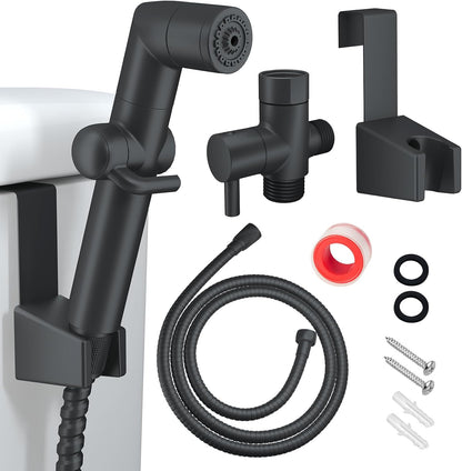 JONKEAN Muslim Shower, Water Pressure Control Toilet Bidet Sprayer, Multi-Function Diaper Sprayer for Toilet, Hand Held Bidet Set Sprayer with Hose, Bracket and T-Valve (Chrome)